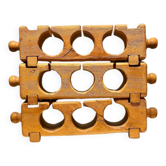 Brutalist wooden bottle rack