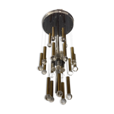 Lustre chrome et sphère en laiton du milieu du siècle de Sciolari