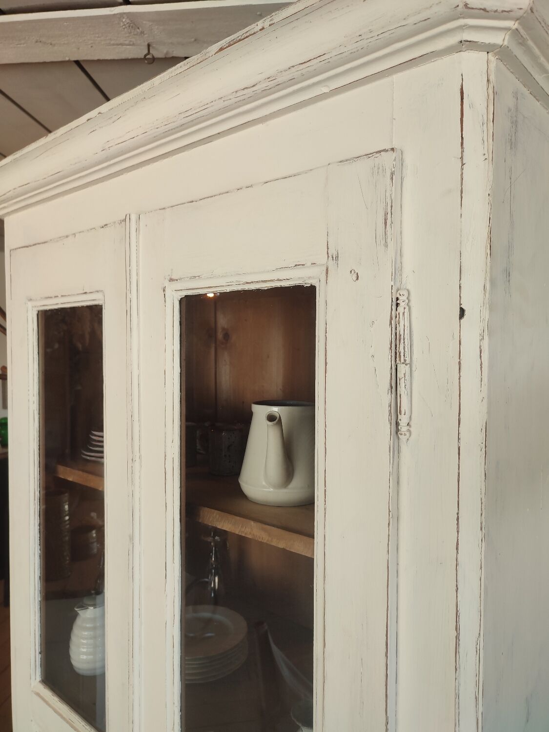 Patinated white bookcase