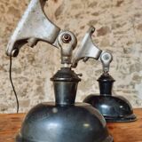 Pair of vintage black enameled metal wall sconces adjustable