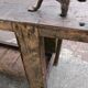 Workbench in raw wood with the press