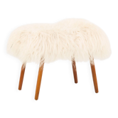 Pouf danois en peau de mouton à poils longs, années 1970