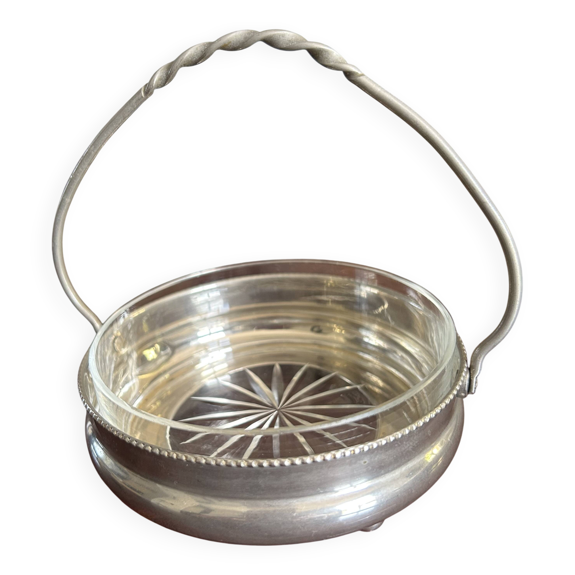 Silver-plated and crystal bonbonnière