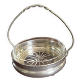 Bonbonnière en métal argenté et cristal
