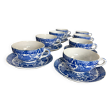 Service of 8 cups and saucers in Chinese blue porcelain.