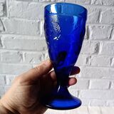 6 vintage LUMINARC France cobalt blue ice cream cups, "gourmet" model