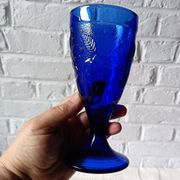 6 vintage LUMINARC France cobalt blue ice cream cups, "gourmet" model