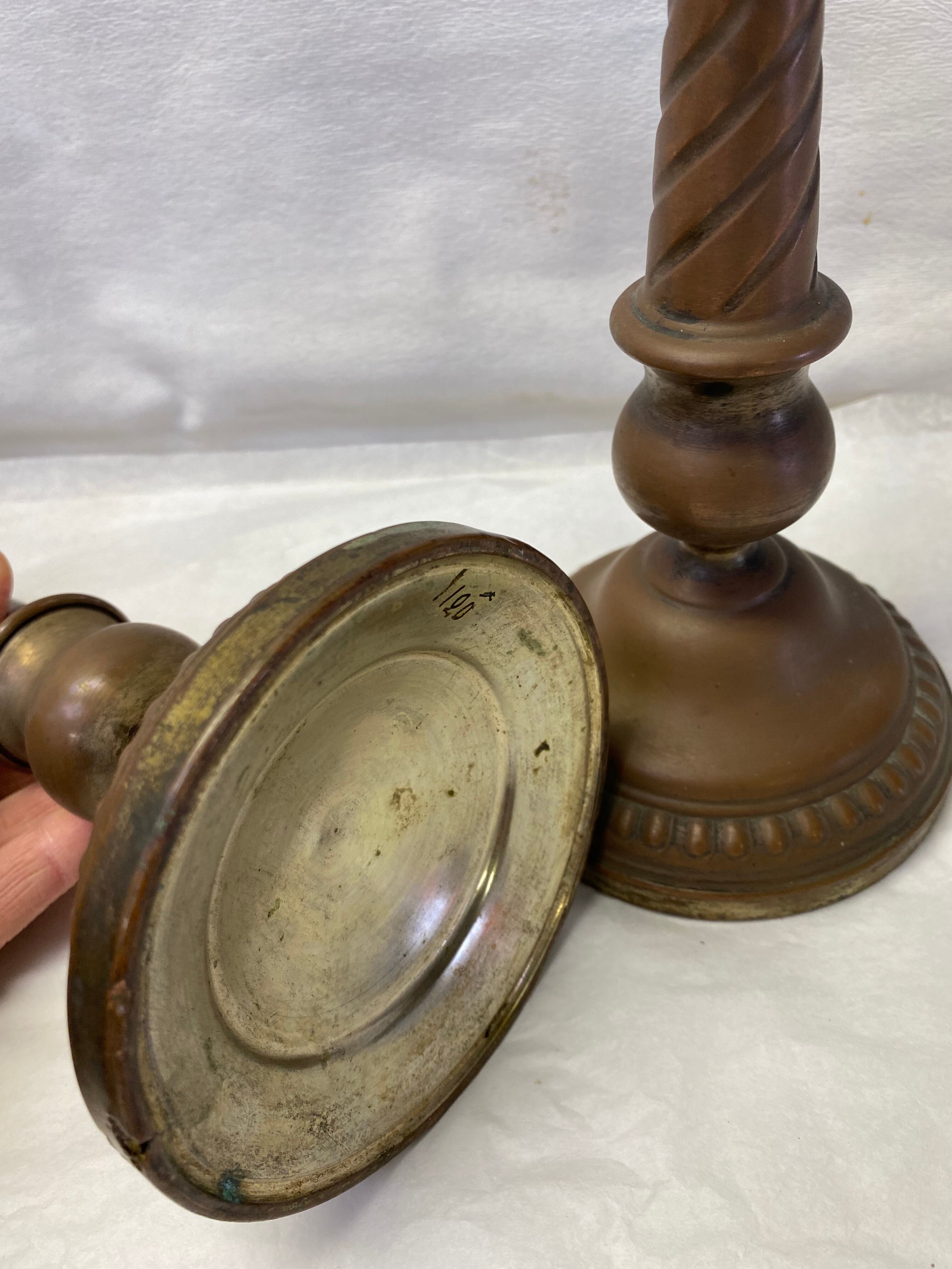 Pair of brass candle holders