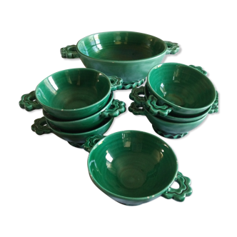 Bowl and 7 ceramic cups by Vallauris