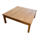 Large square antique coffee table made of raw solid wood.