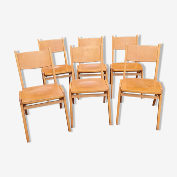 Lot de 6 chaises empilables vintage