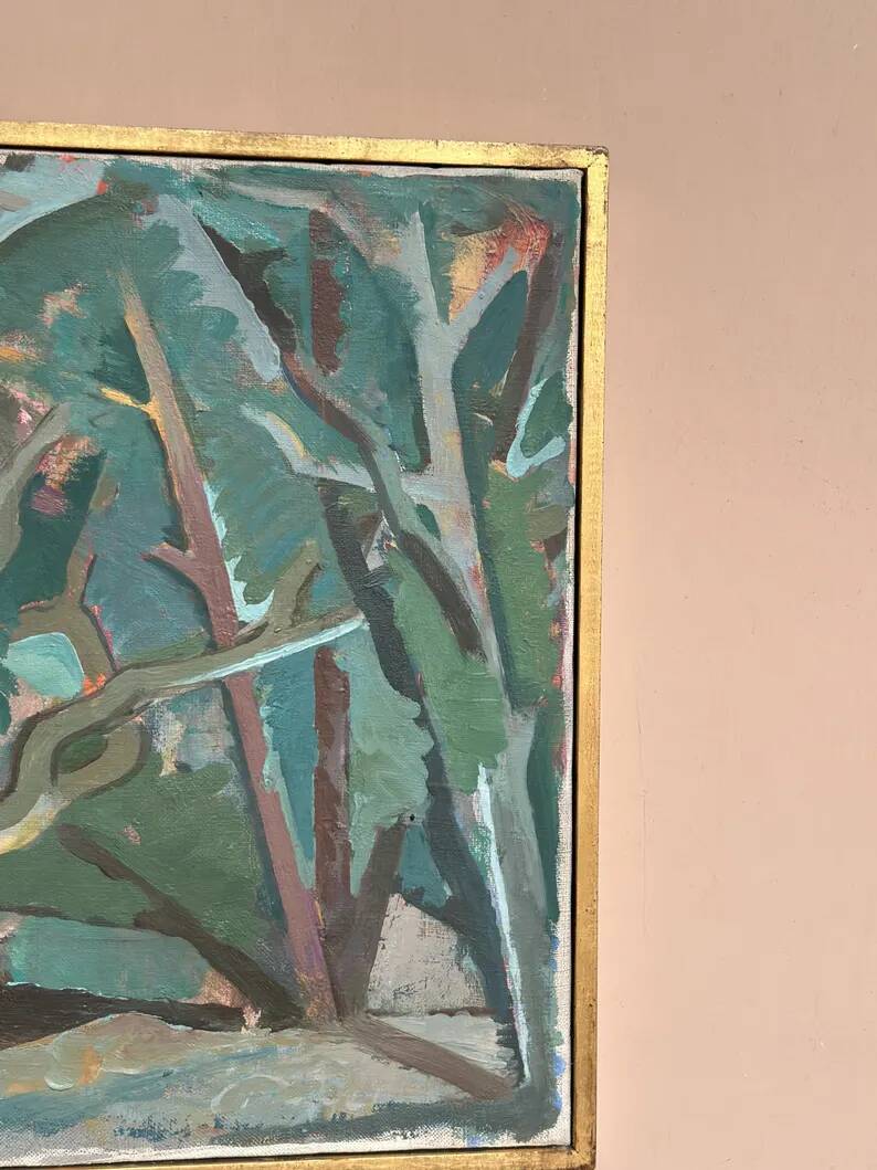 Original Swedish Oil on Canvas – “Forest” by Thure Lindskoog – Signed – Vintage & Framed – 44 × 32 cm (17.3" × 12.6")