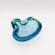 Flavio Poli Seguso Sommerso Emerald Green Blue Vintage 60s Ashtray
