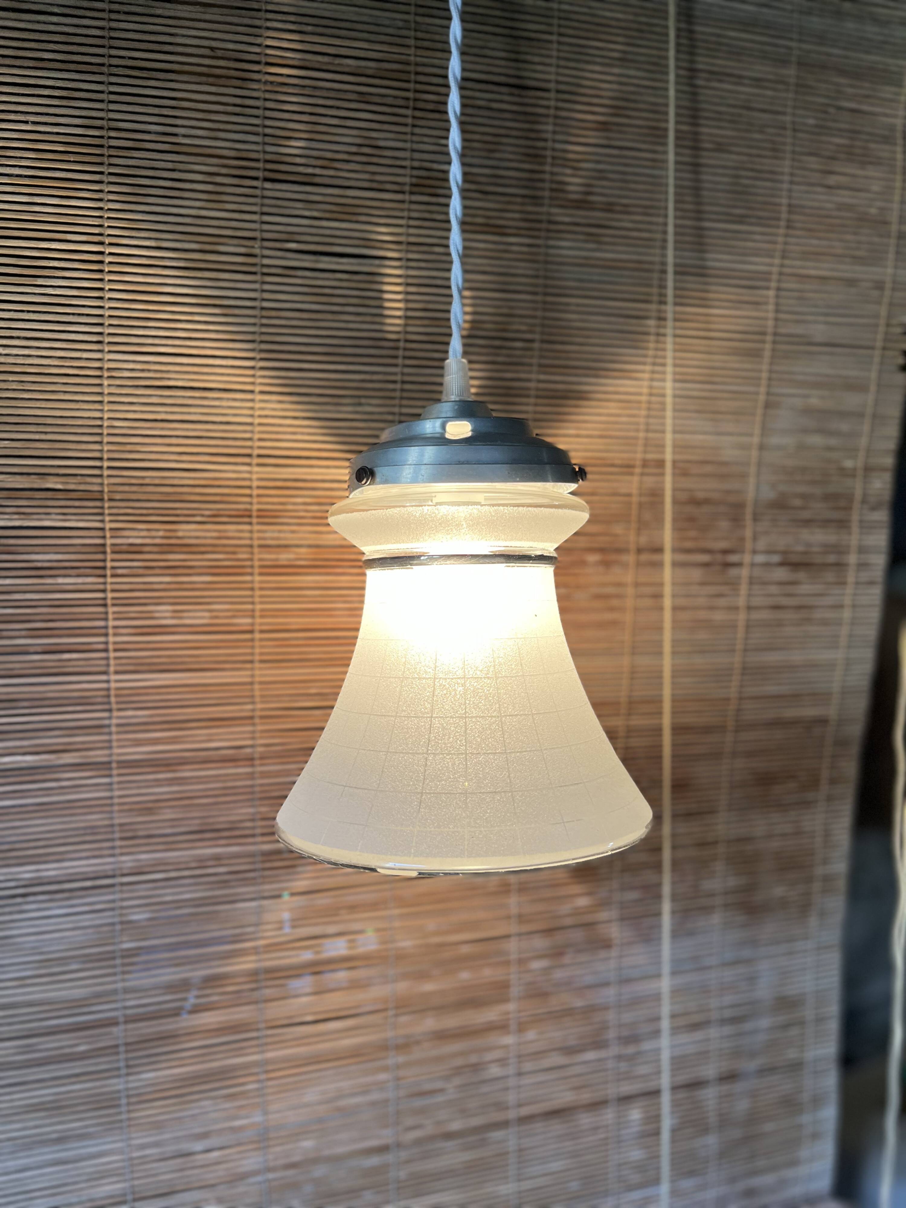 1950s frosted glass pendant light