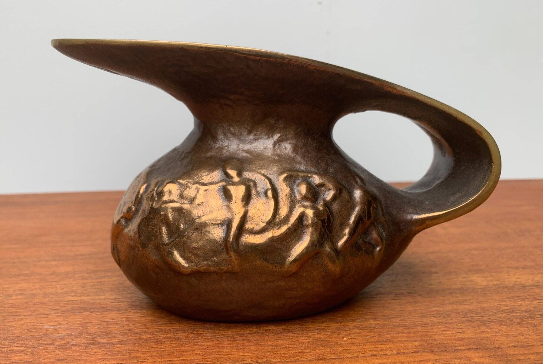 Brutalist Vintage German Bronze Decorative Carafe by Gilde