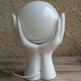 White ceramic and glass hand lamp