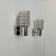 Pair of vintage wall lights, chromed metal and pressed molded glass, Italy, 1970