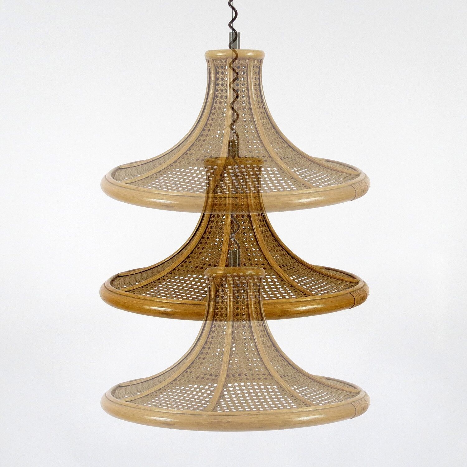 Bamboo and cane adjustable pendant, 1960s