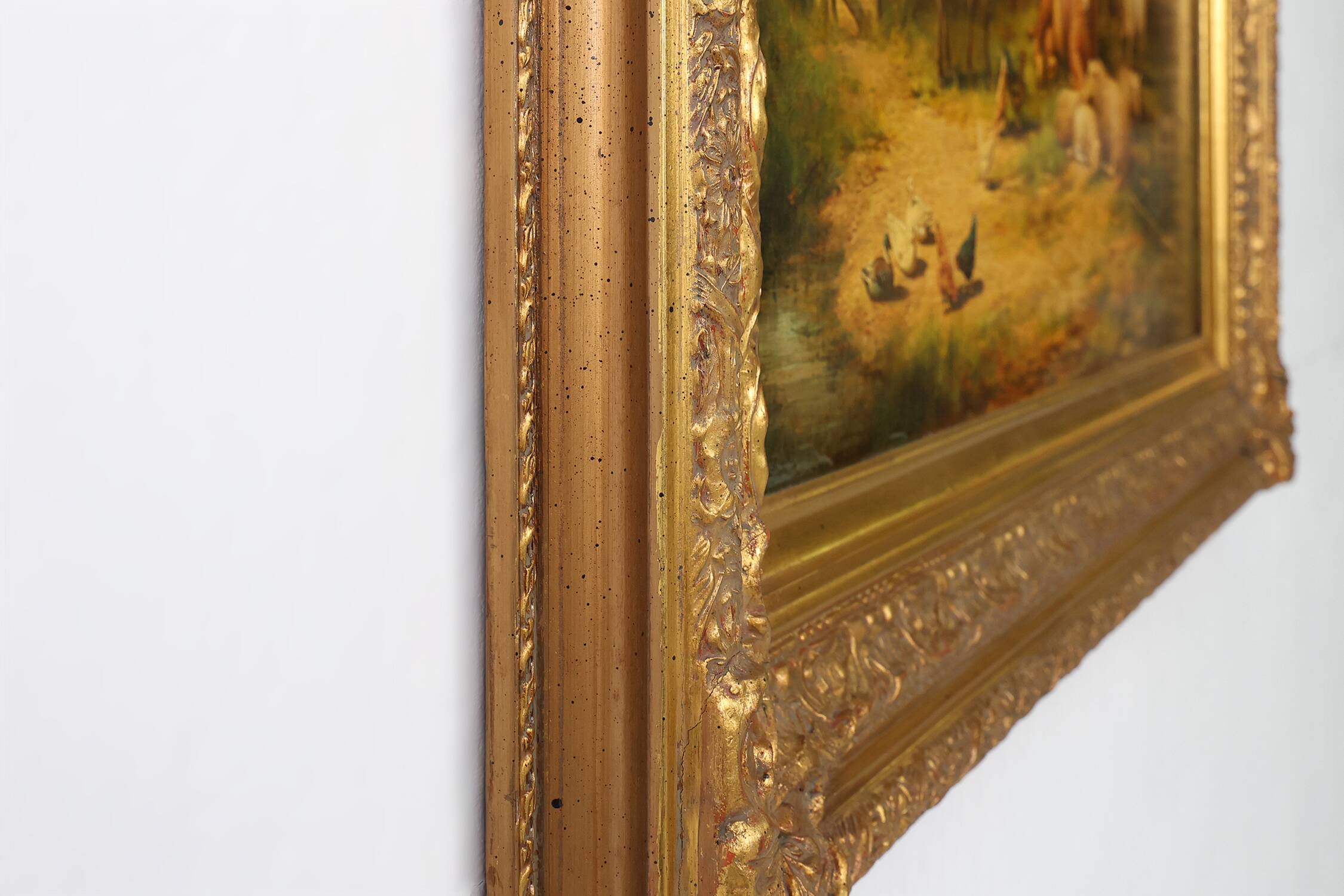 Large 20th century painting with wooden frame, Belgium 1960s