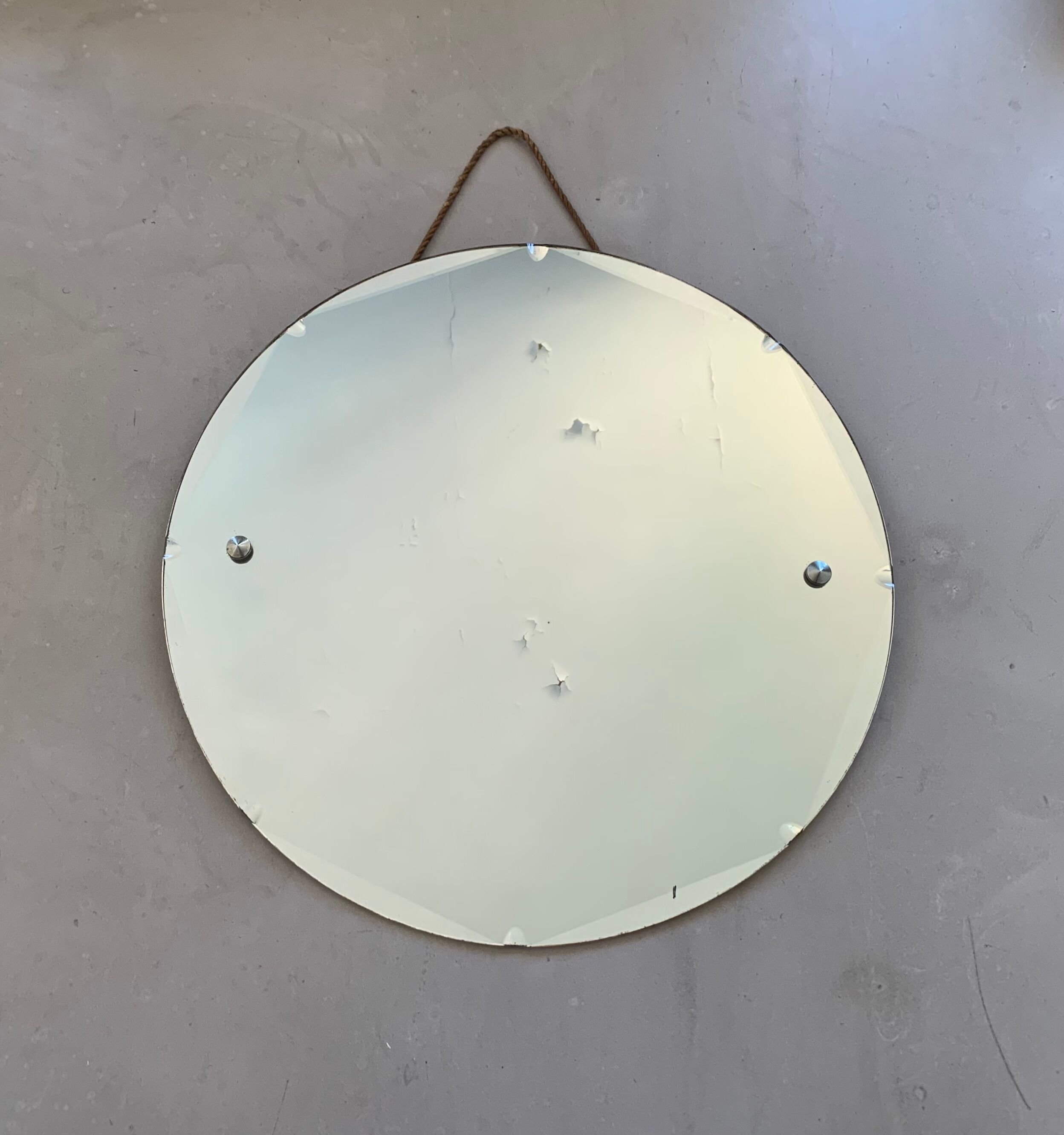 Old beveled round mirror 60cm
