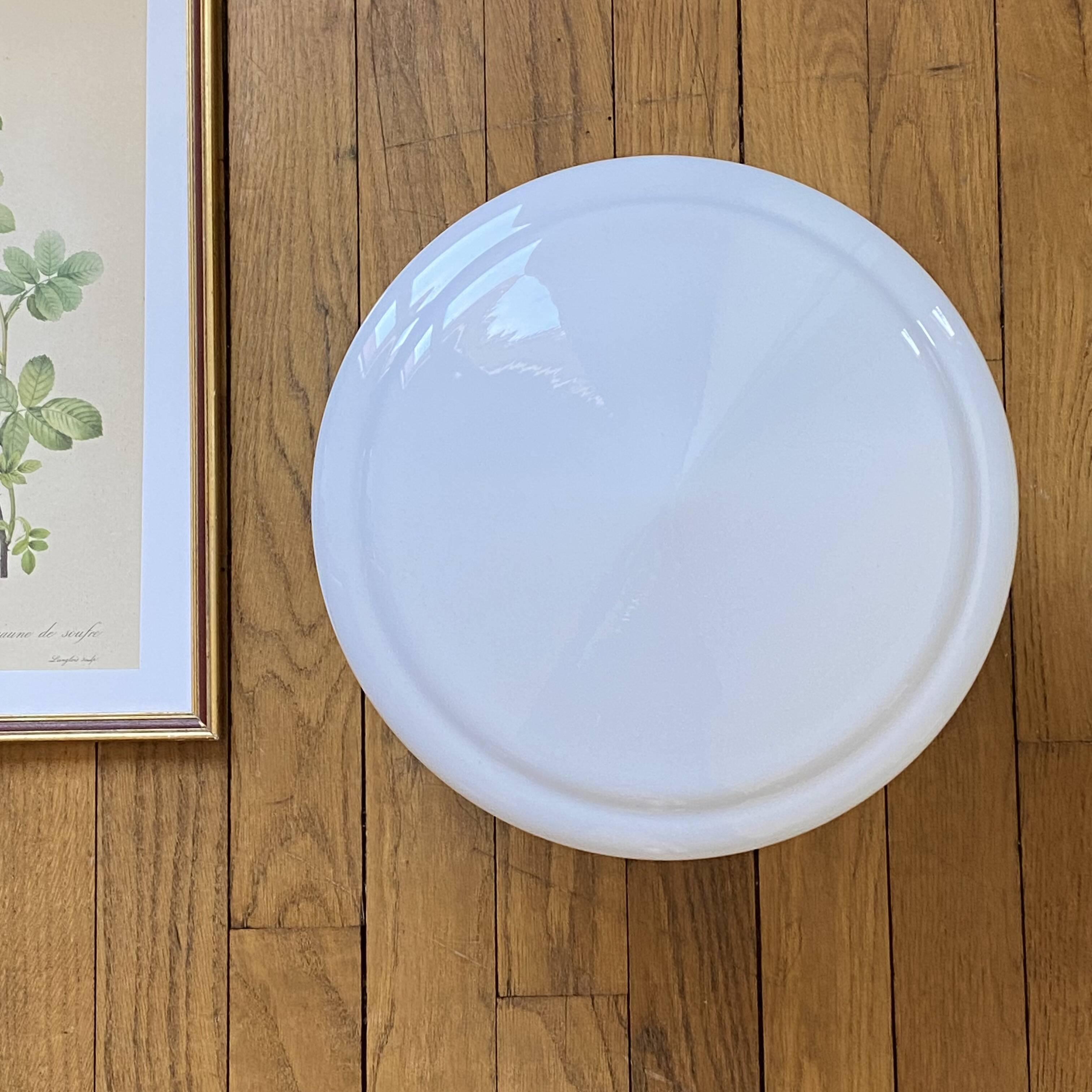 Opaline glass globe ceiling light, 30 cm, white glass, wall light with stainless steel fixings