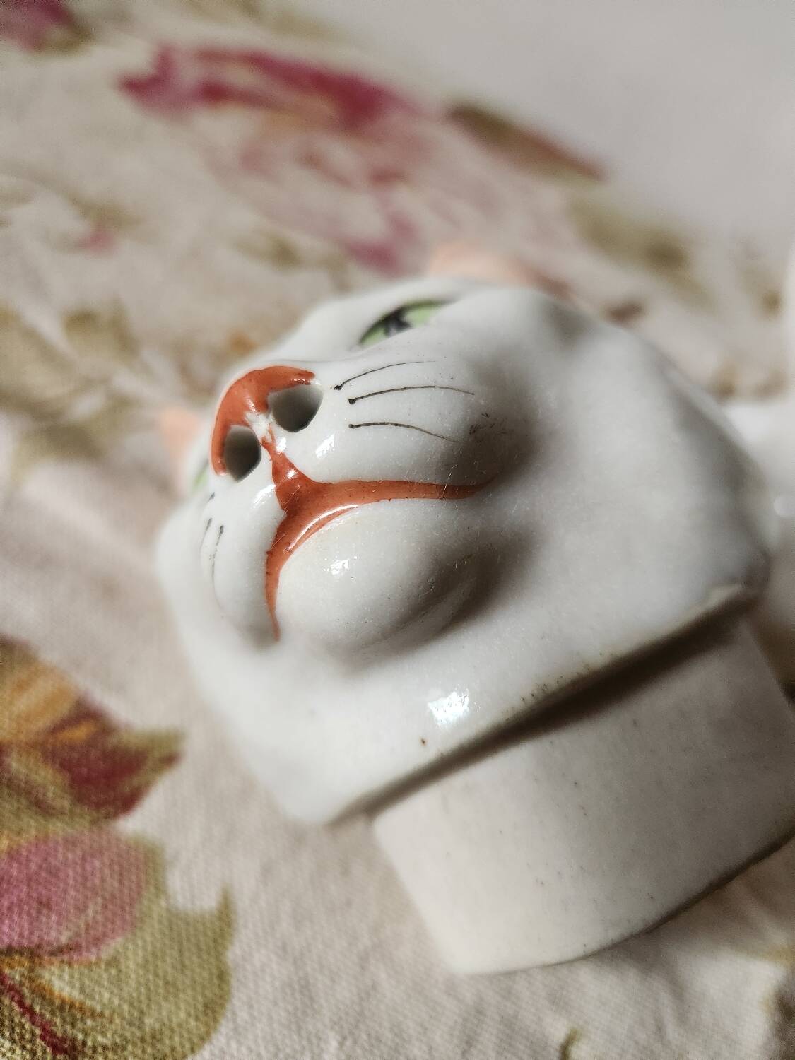 Carafe à chat absinthe en majolique george dreyfus antique vers 1900 avec tête et poignée de queue amovibles