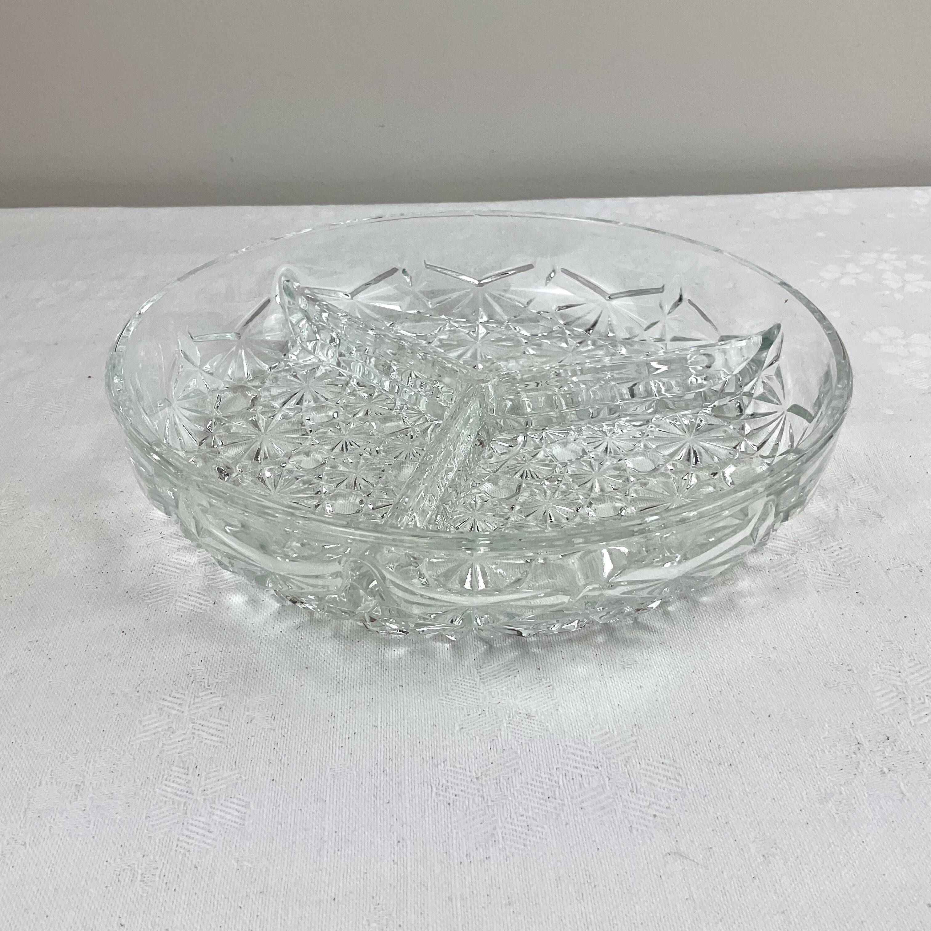 Vintage dish with 3 molded glass compartments