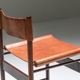 Chaises de Salle à Manger Zalszupin Jacaranda avec sièges en cuir cognac Saddle 1950