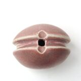 Set of 3 vases and box in mauve pink tones ceramic, 1970s