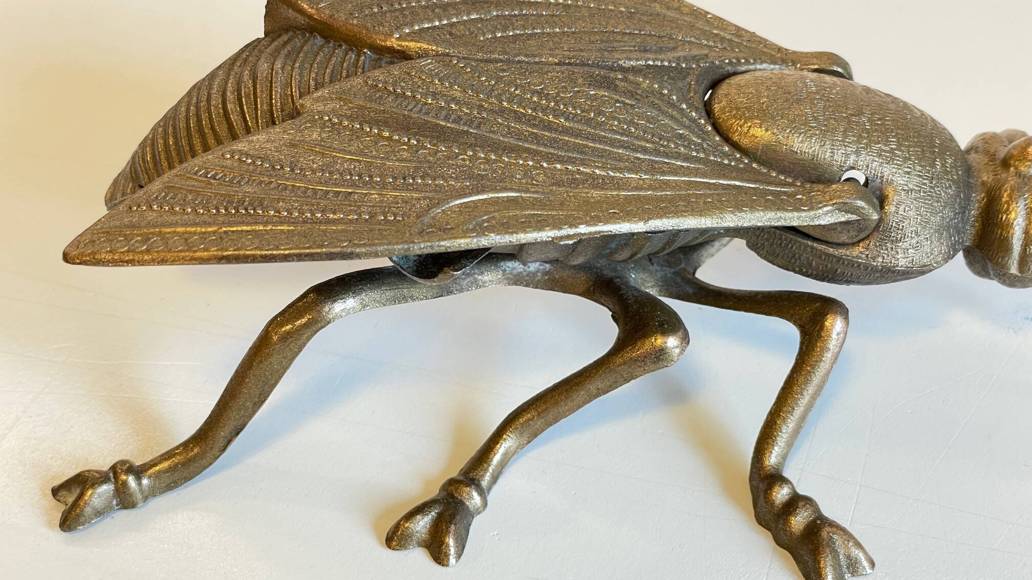 Vintage fly ashtray in patinated metal