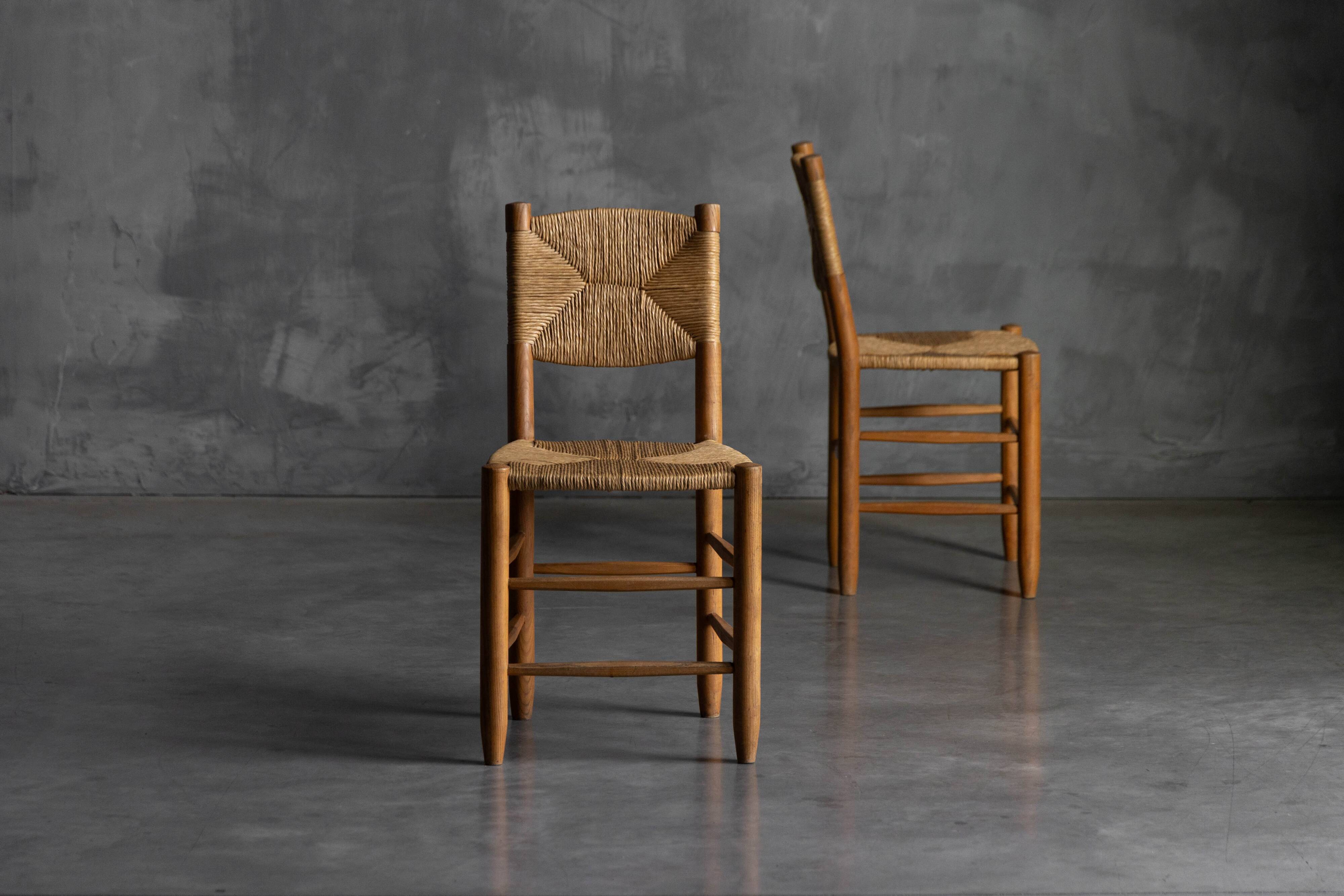 "Bauche" Dining Chairs by Charlotte Perriand for Steph Simon, France, 1950s