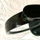 Small vintage black plastic swivel makeup mirror - Space Age Design - 1970s