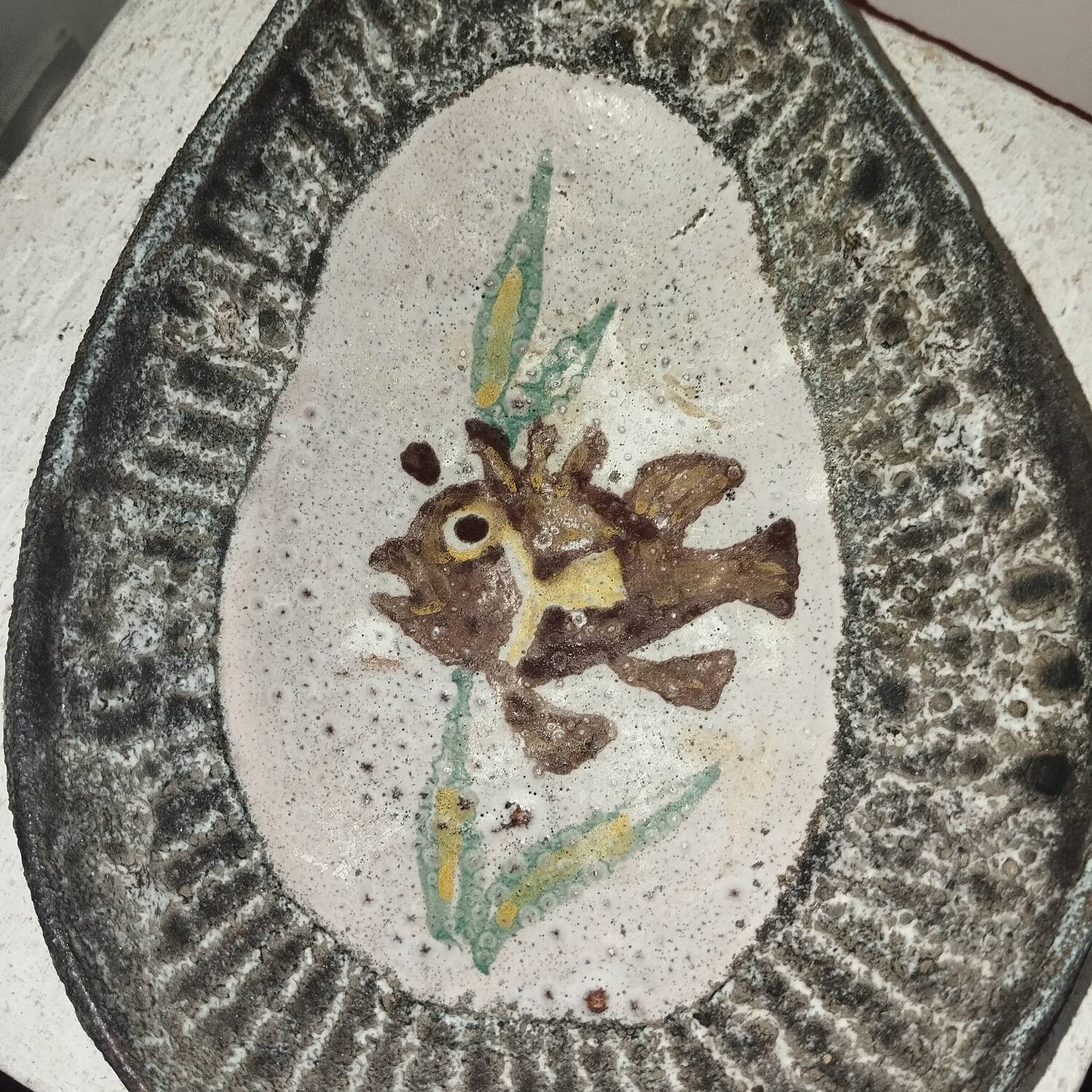 Ceramic fish shell cup 1950s Vallauris