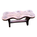 Banc art populaire en bois sculpté