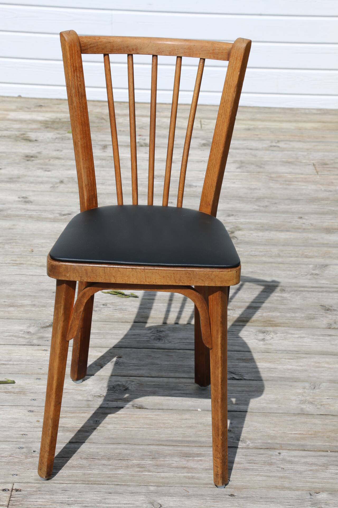 4 baumann n°12 black leatherette chairs, medium beech