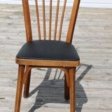 4 baumann n°12 black leatherette chairs, medium beech