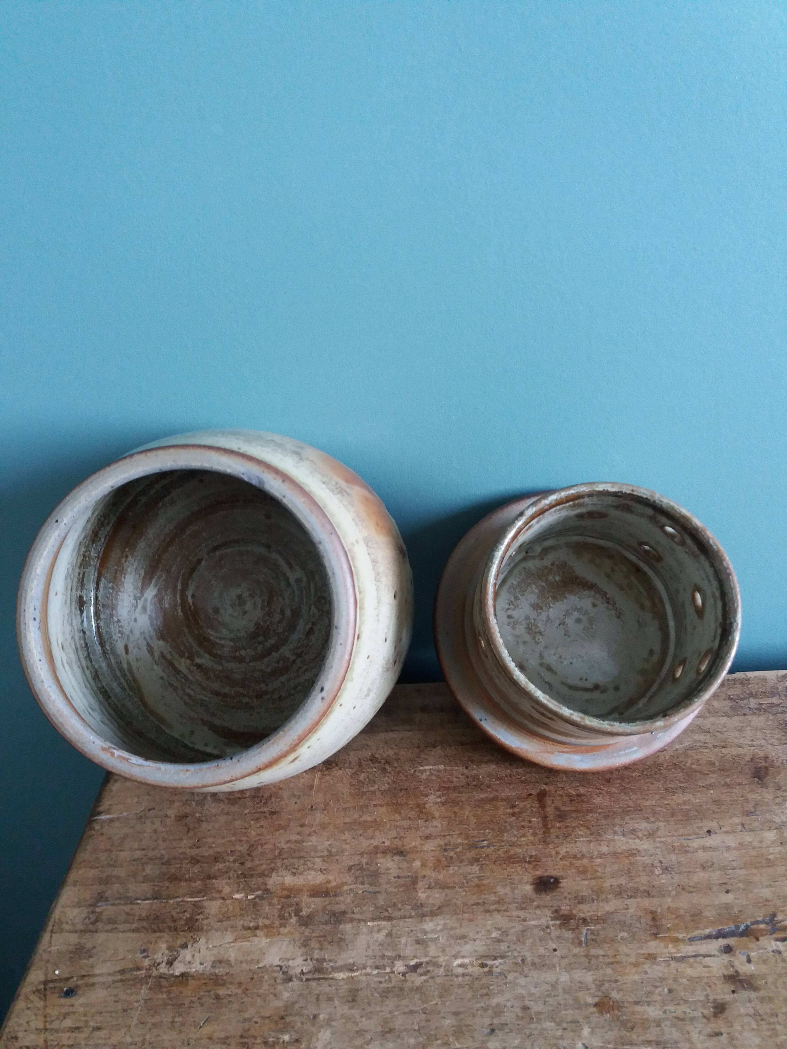 Water butter dish in Puisaye stoneware, Jean-Pierre Prud'homme