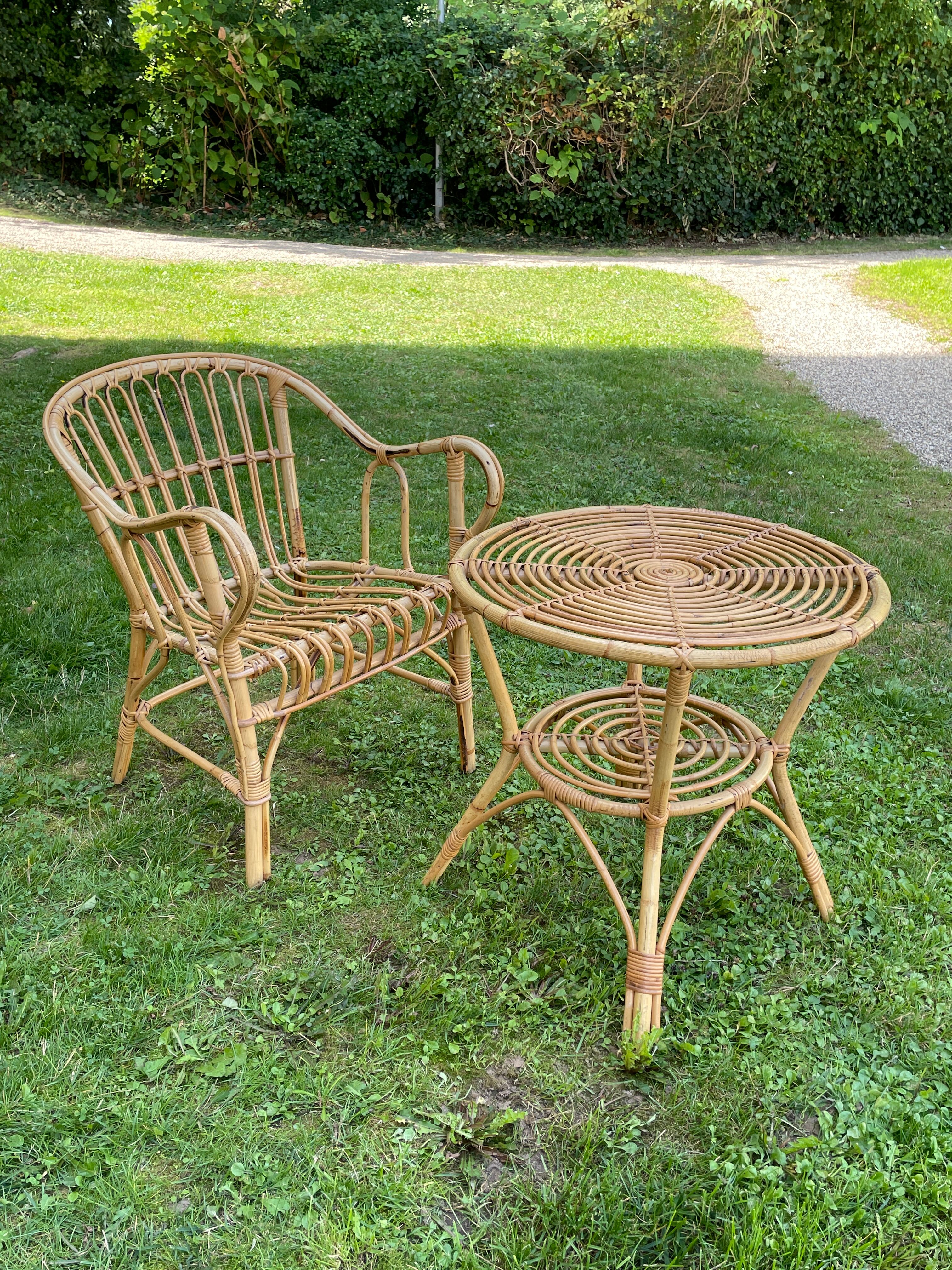 Rattan table and chair set