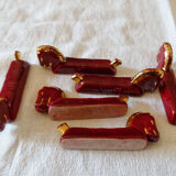 6 vintage ceramic knife holders Bordeaux and gold