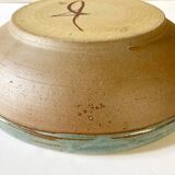 Enamelled stoneware dish / salad bowl signed