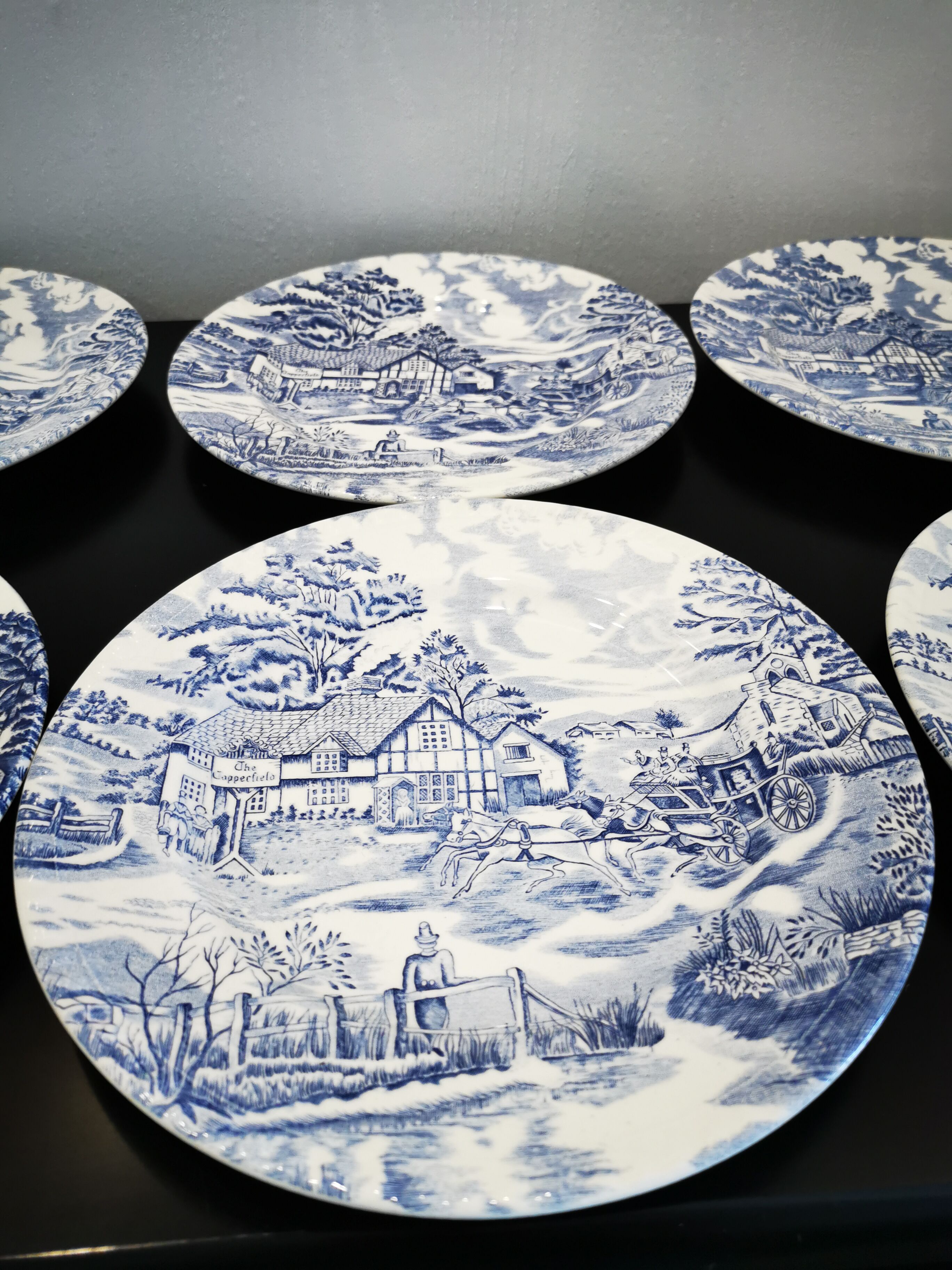 Set of 6 old talking flat plates Lunéville