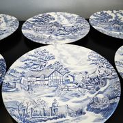 Set of 6 old talking flat plates Lunéville