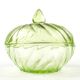 Art Deco bonbonniere with lid, pressed uranium glass, Poland, 1930s