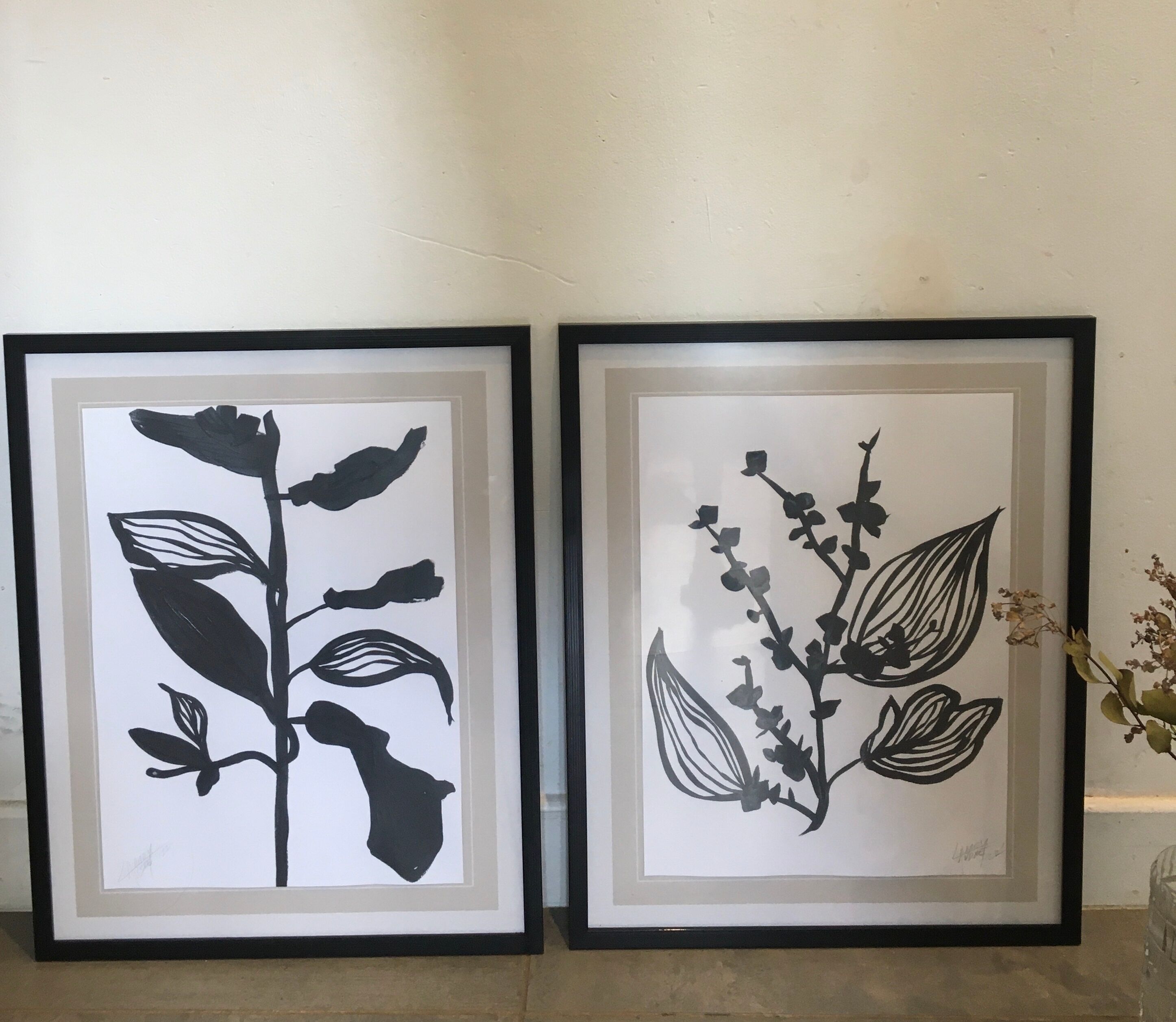 Diptych illustration plants caly