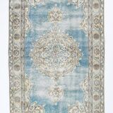 4x6 Sky Blue Orienta Classic Pattern Vintage Rug, 113x201Cm