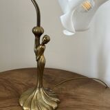 Art Deco desk lamp in bronze and brass.