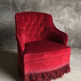 Fauteuil crapaud en velours rouge