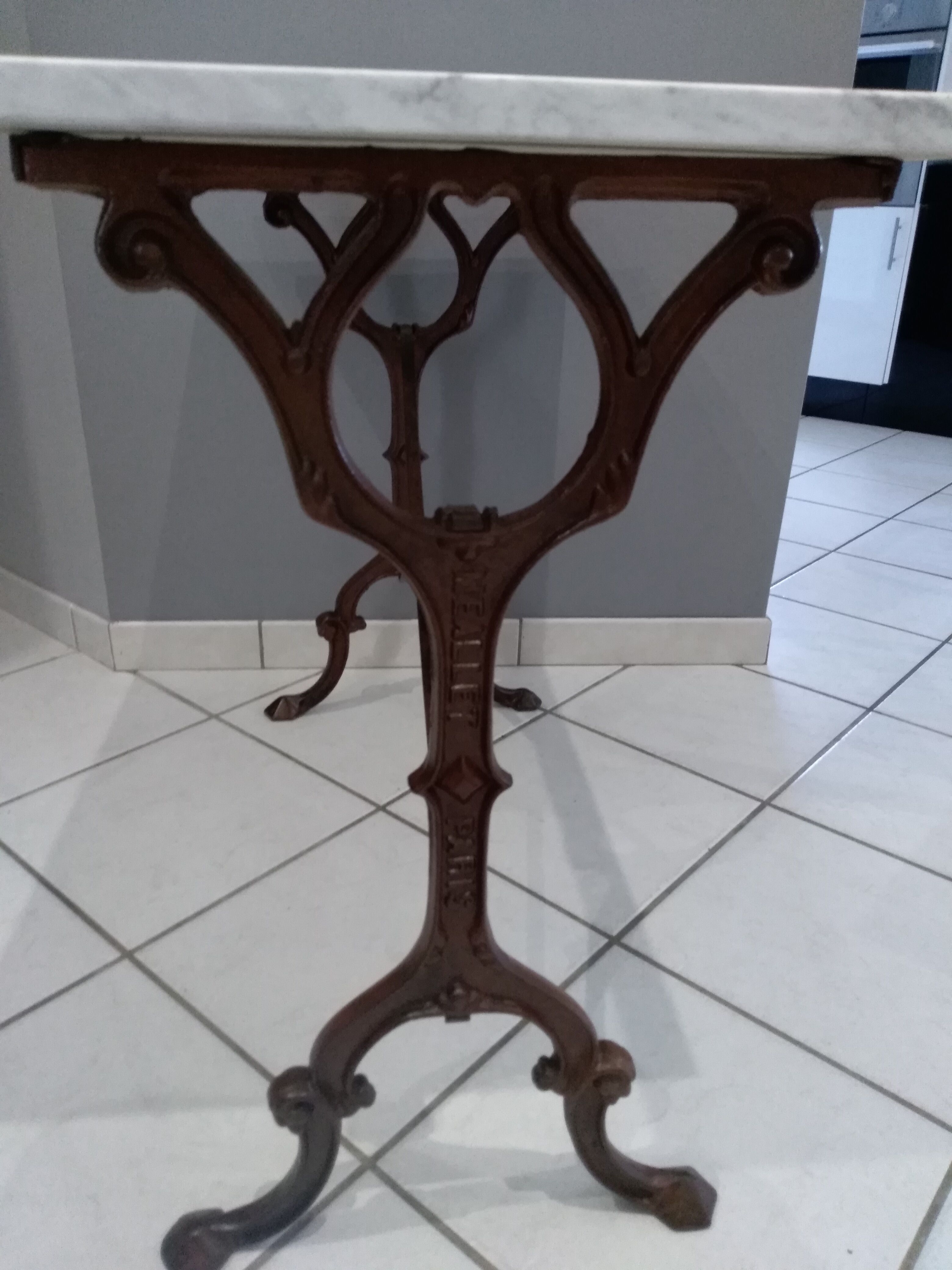 Marble bistro table Carrara 1910 Meallet Paris