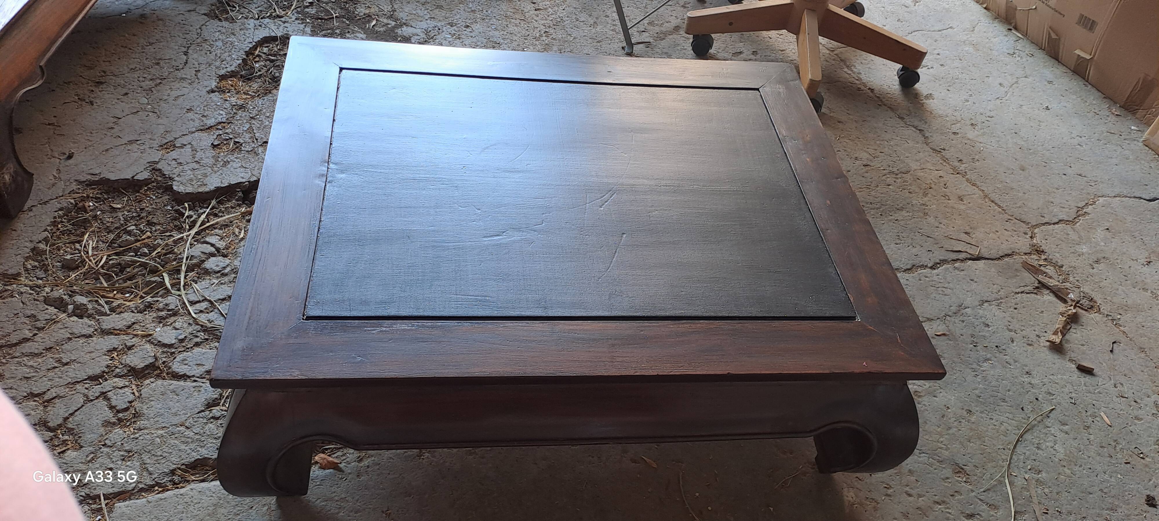 Rectangular coffee table made of exotic solid wood from the 1980s.