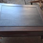 Rectangular coffee table made of exotic solid wood from the 1980s.